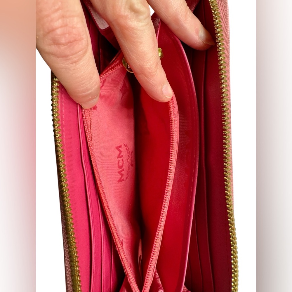 MCM Visetos Pink and Tan Zip Wallet - Picture 10 of 12